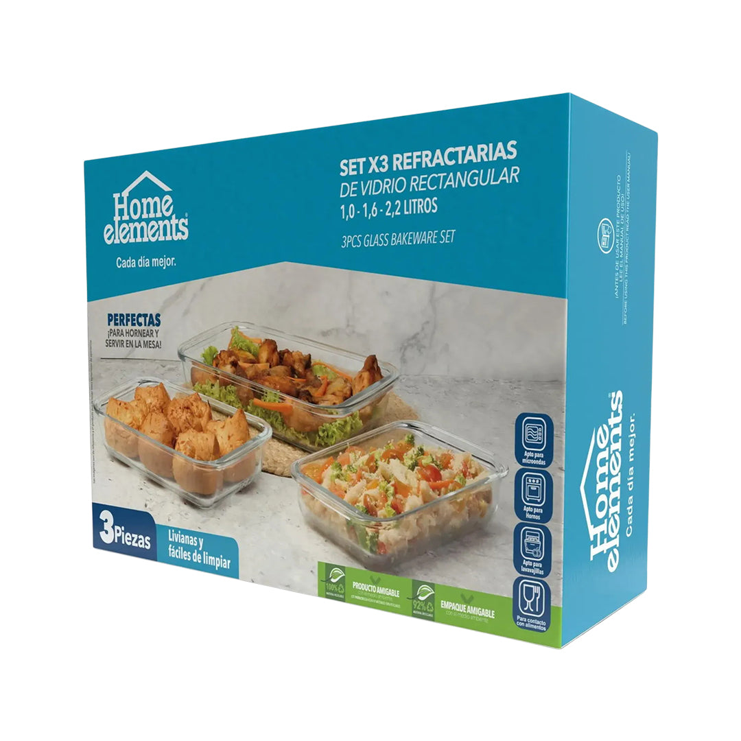 Set Refractarias de Vidrio Home Elements x3und