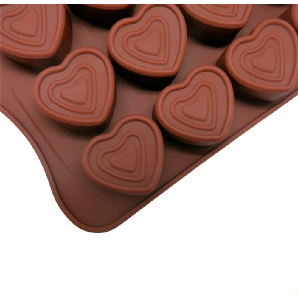 Molde Silicona Corazones Decorados x15cav