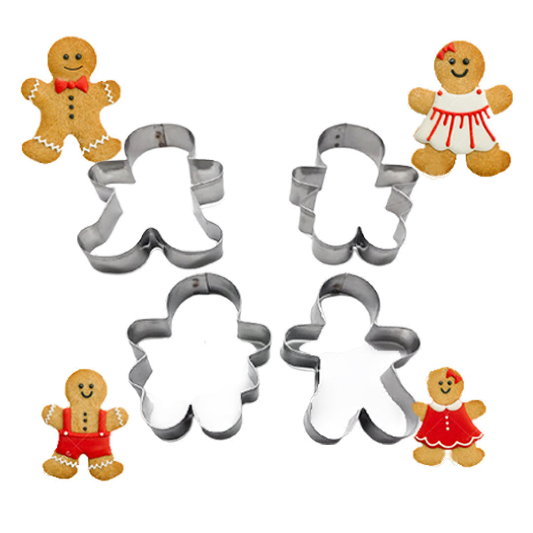 Set Cortadores Metálicos Muñeco Jengibre x4und