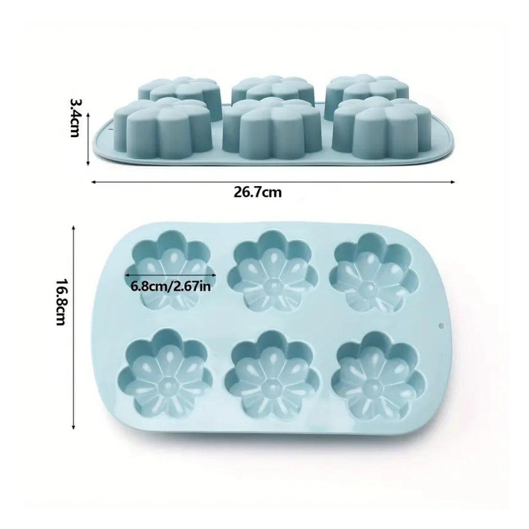 Molde Silicona Flores x6cav