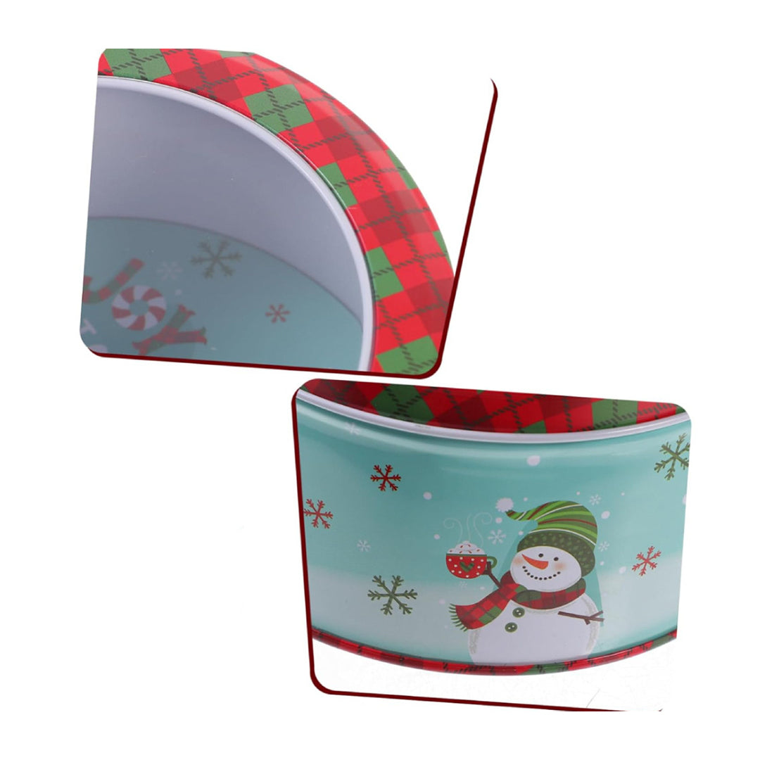 Caja Metálica Redonda Muñeco de Nieve 13.5x7cm