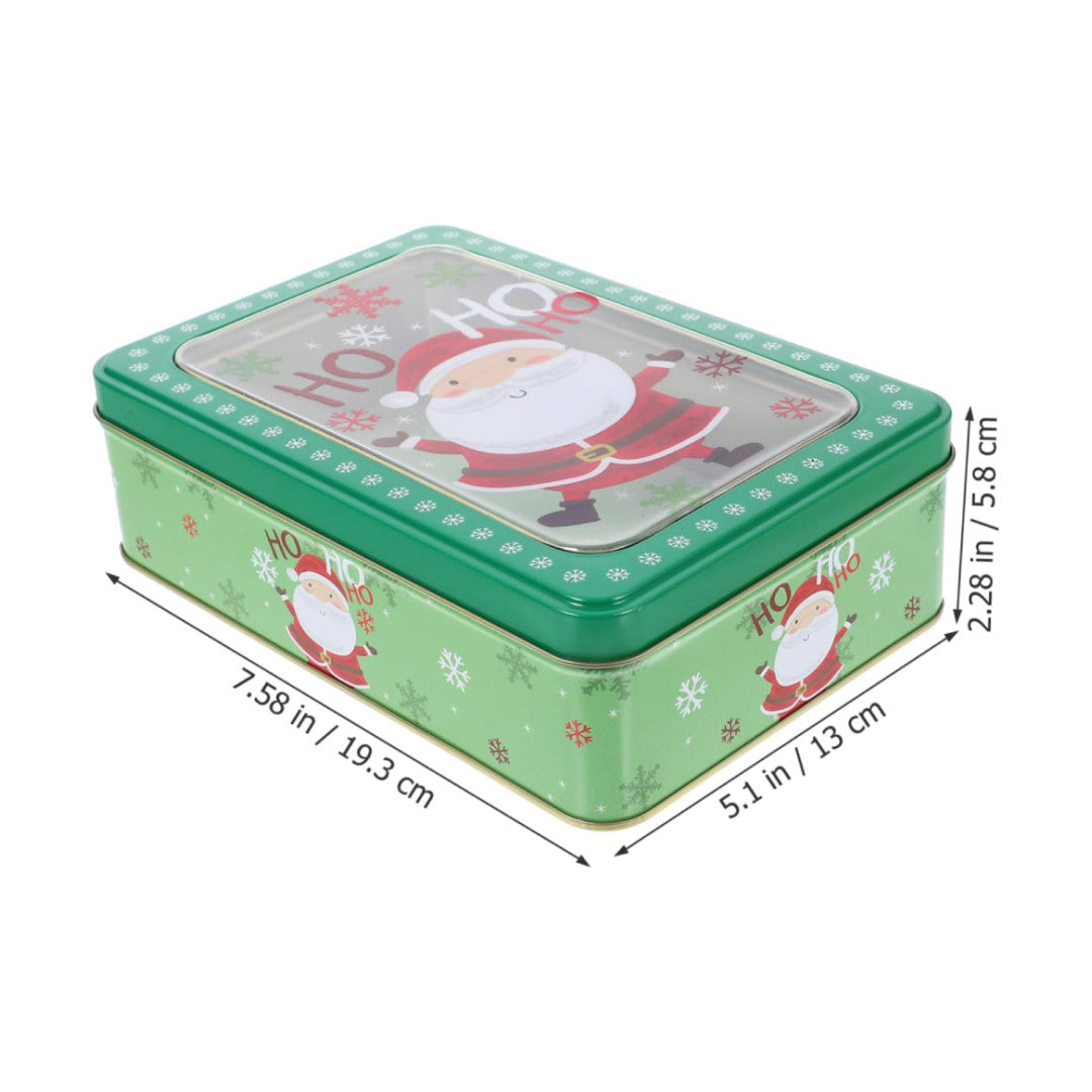 Caja Metálica Rectangular Santa Claus Verde 19x13x5.5cm