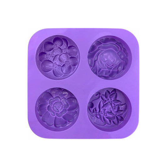 Molde Silicona Jabón Flores x4cav