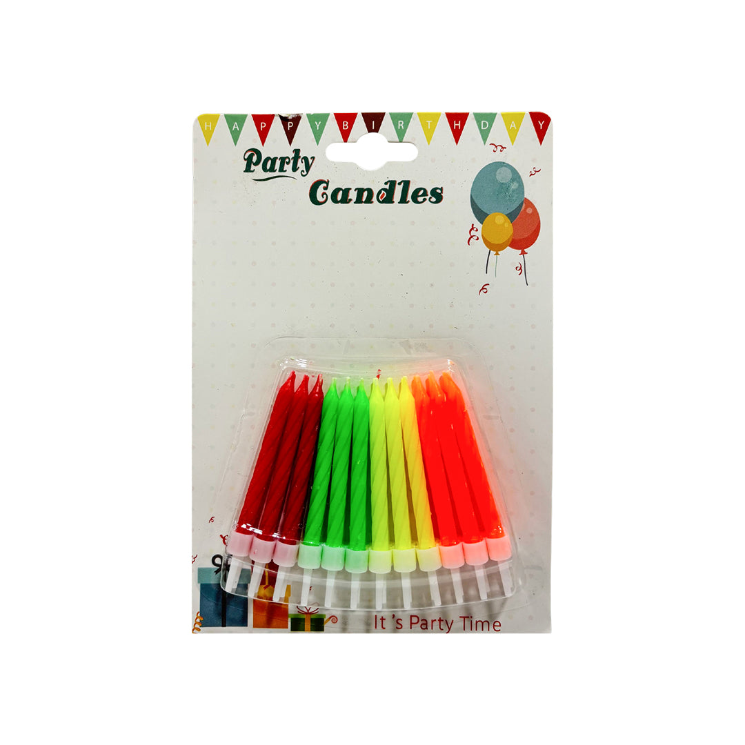 Vela Torneada Neón Con Soporte x24und