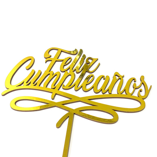 Topper Feliz Cumpleaños Dorado Grande REF: FCDG005