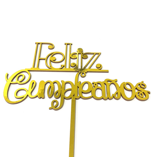 Topper Feliz Cumpleaños Dorado Grande REF: FCDG007