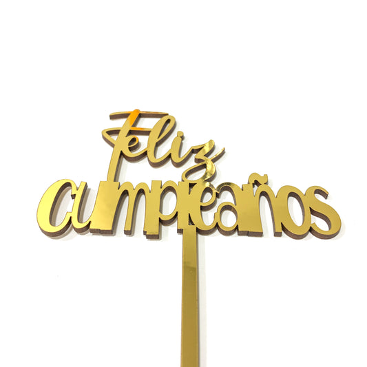 Topper Feliz Cumpleaños Dorado Pequeño REF: FCDP005