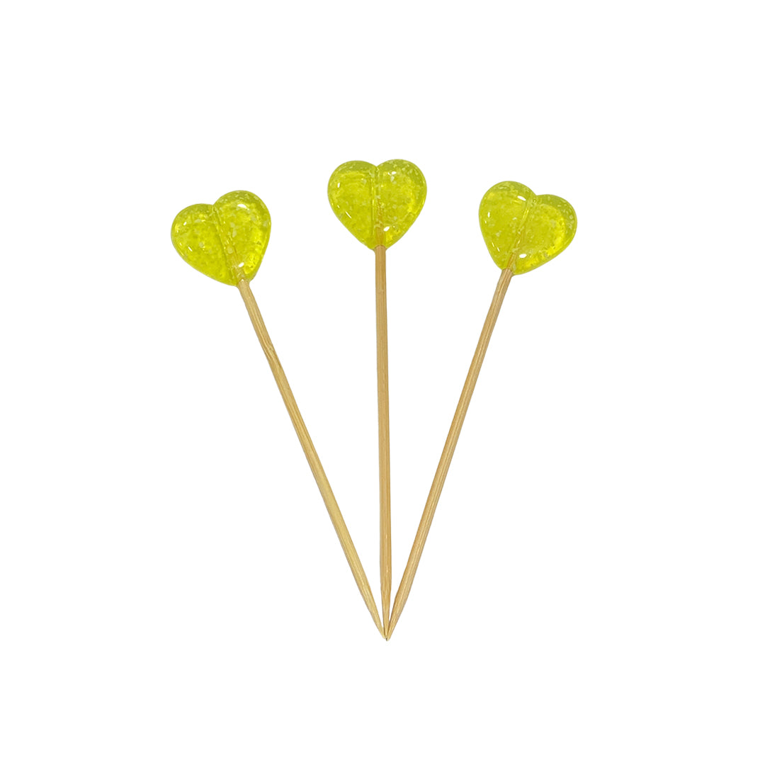 Pincho Decorado Corazón Amarillo