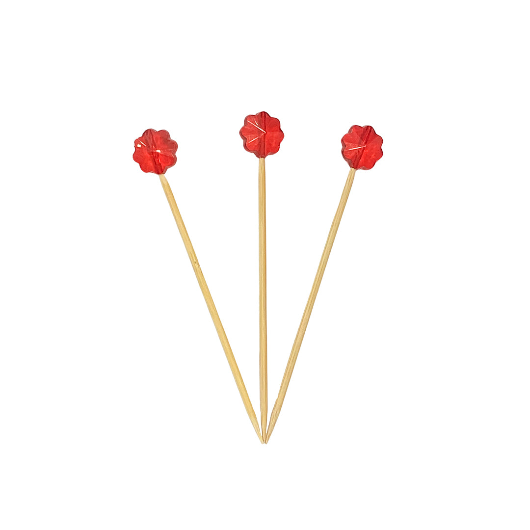 Pincho Decorado Flor Roja x20und