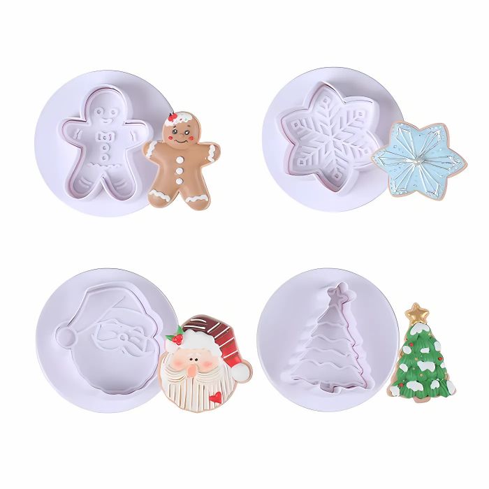 Cortadores Push Navidad x4und (Muñeco-Santa-Árbol-Copo)