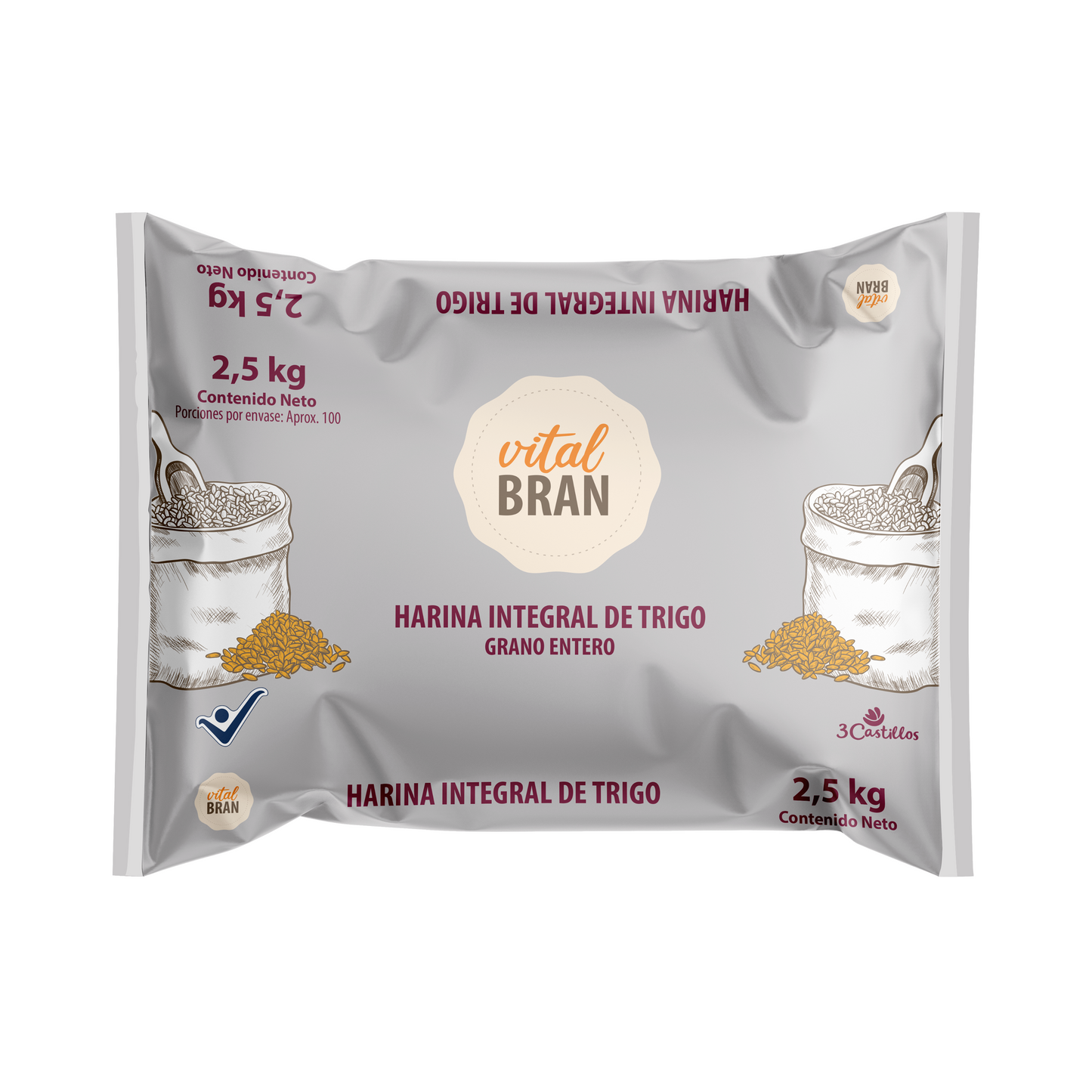 Harina Vitalbran Grano Entero 3 Castillos x2.5kg