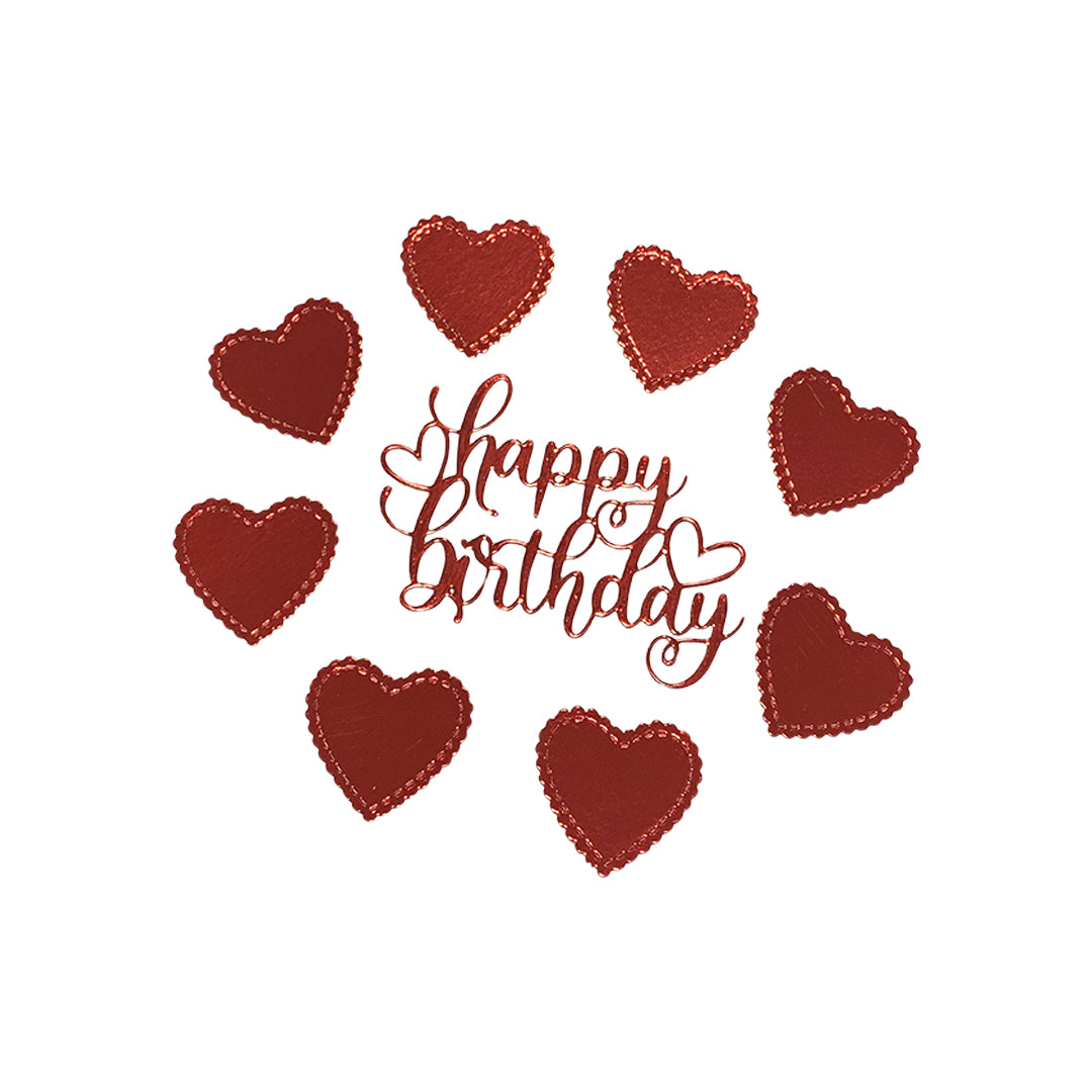 Aplique Happy Birthday Corazón Rojo Ref:01 x9piezas