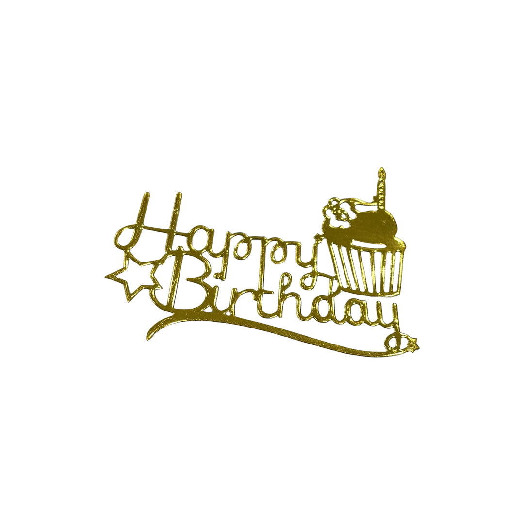 Aplique Happy Birthday Dorado Ref.08 x12und