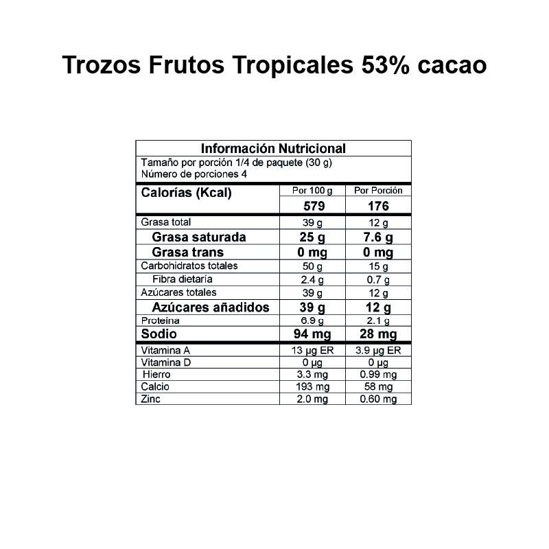 Trozos de Chocolate Davida Frutos Tropicales 53% x120gr