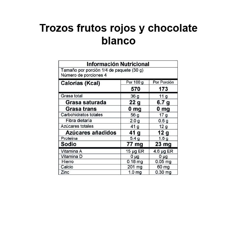 Trozos de Chocolate Blanco Davida Frutos Rojos x120gr