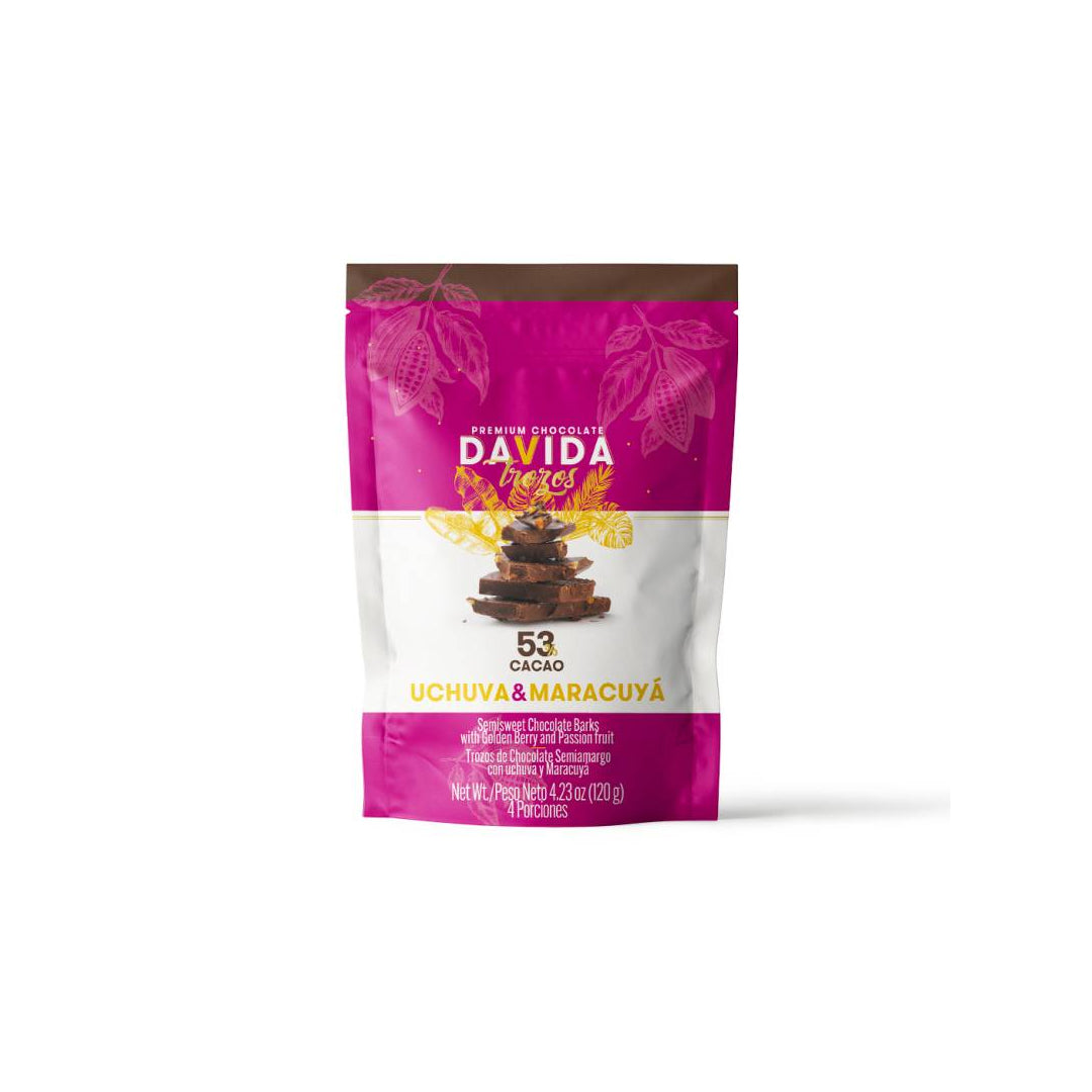 Trozos de Chocolate Davida Uchuva & Maracuyá 53% x120gr