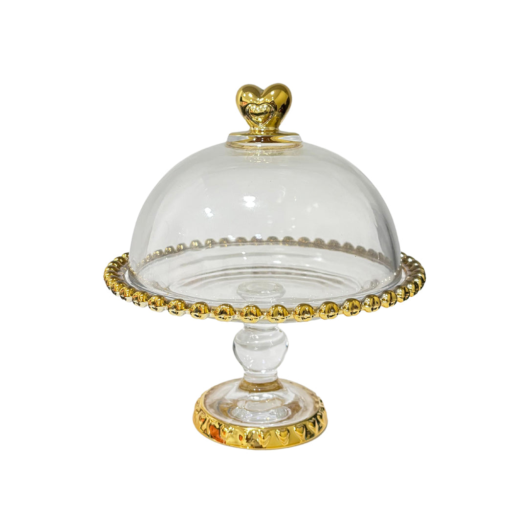 Tortera de Vidrio Borde Oro 20cm