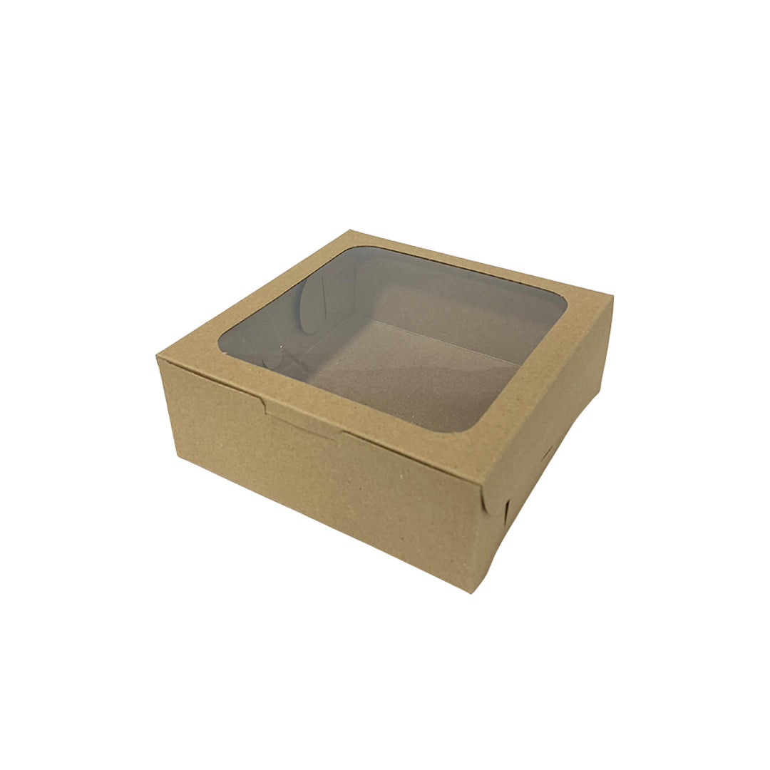 Caja con Ventana Color Kraft (16x16x6cm) x1und
