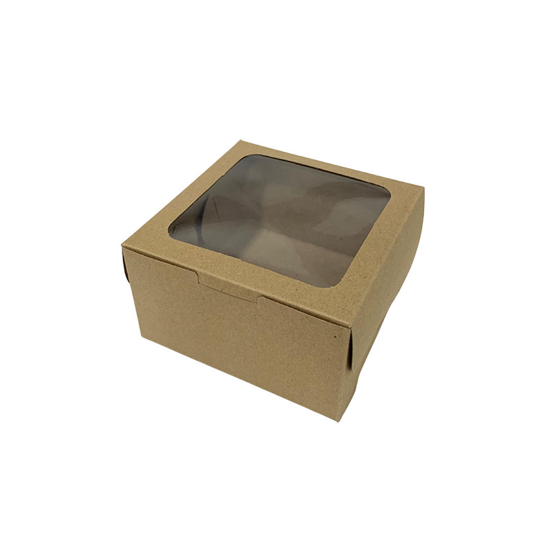 Caja con Ventana Color Kraft (14x14x8cm) x1und
