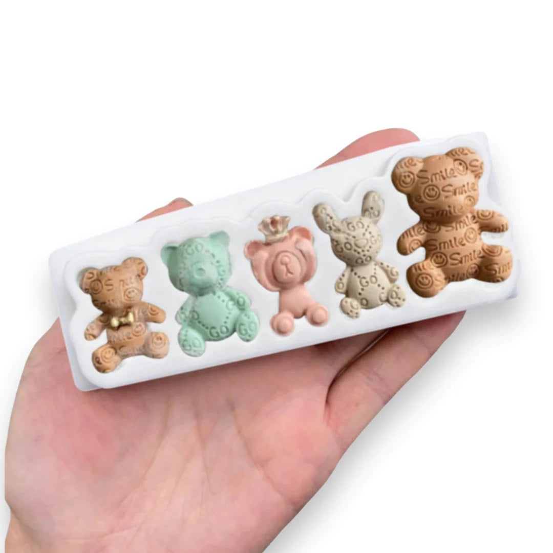 Molde Silicona Osos Mini con Textura x5cav