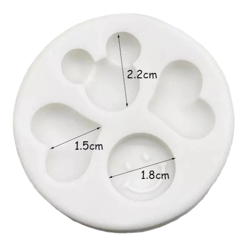 Molde Silicona Mickey/Carita Feliz/Corazones x4cav