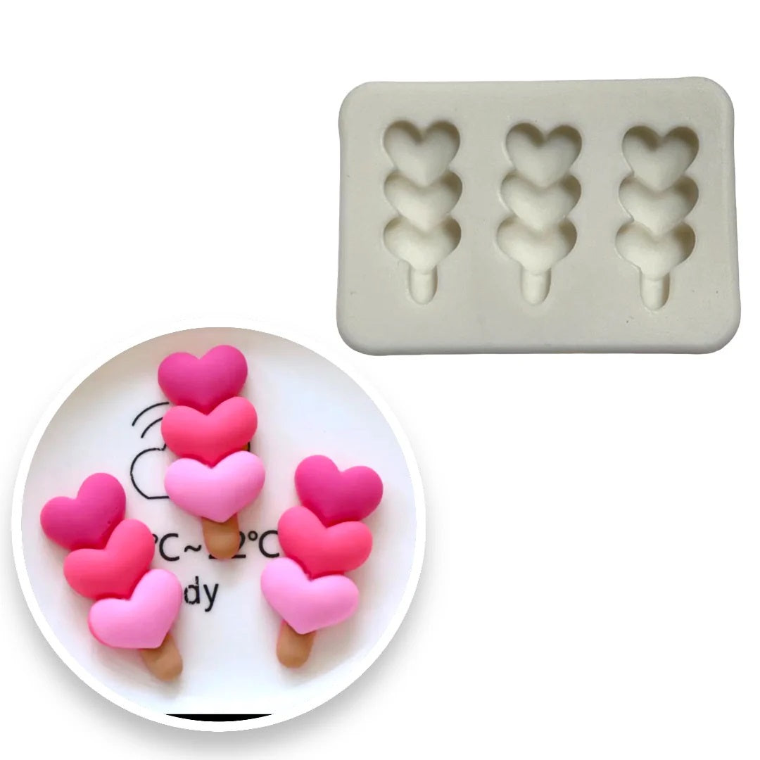 Molde Silicona Pirulito Corazón x3cav