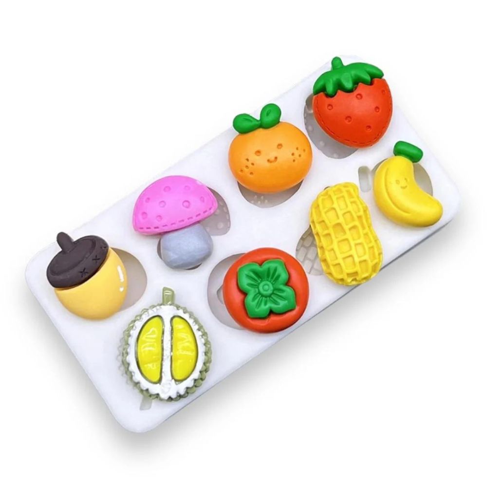 Molde Silicona Mini Frutas y Vegetales x8cav