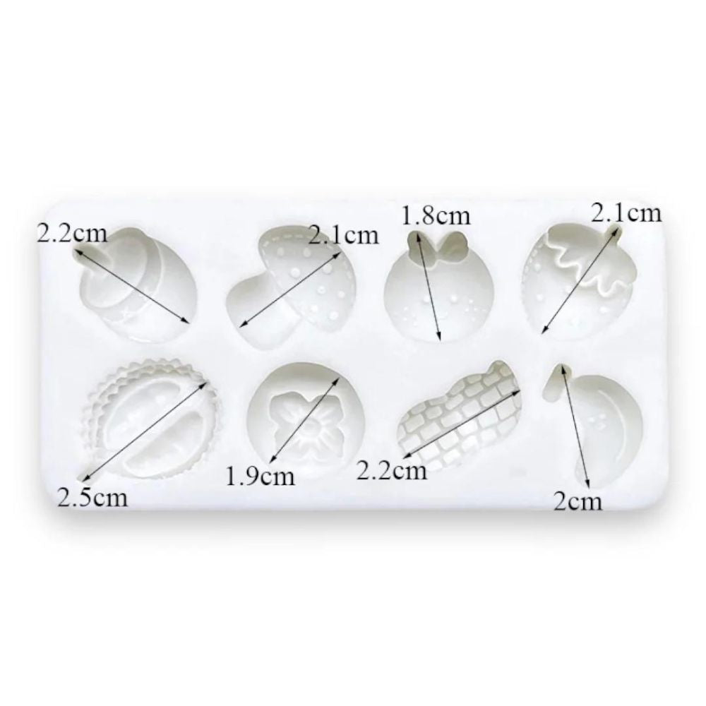 Molde Silicona Mini Frutas y Vegetales x8cav