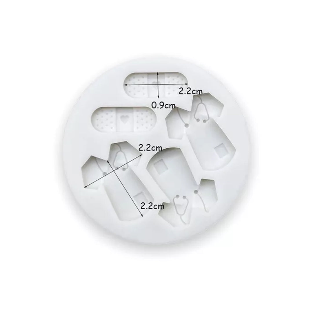 Molde Silicona Médico y Banditas x5cav