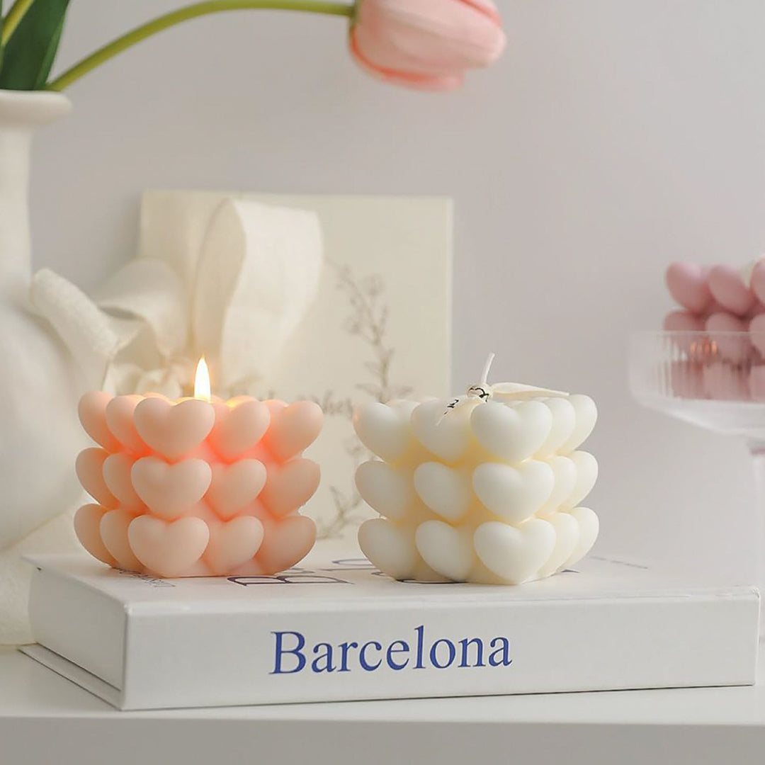 Molde Silicona Vela Burbuja Corazón x2cav