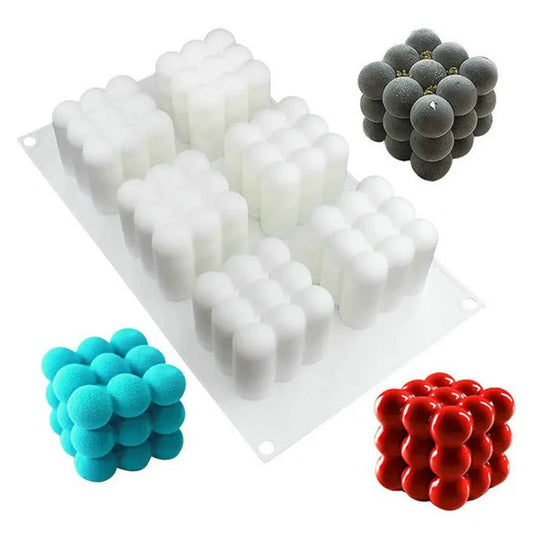 Molde Silicona Vela Burbujas 3D x6cav