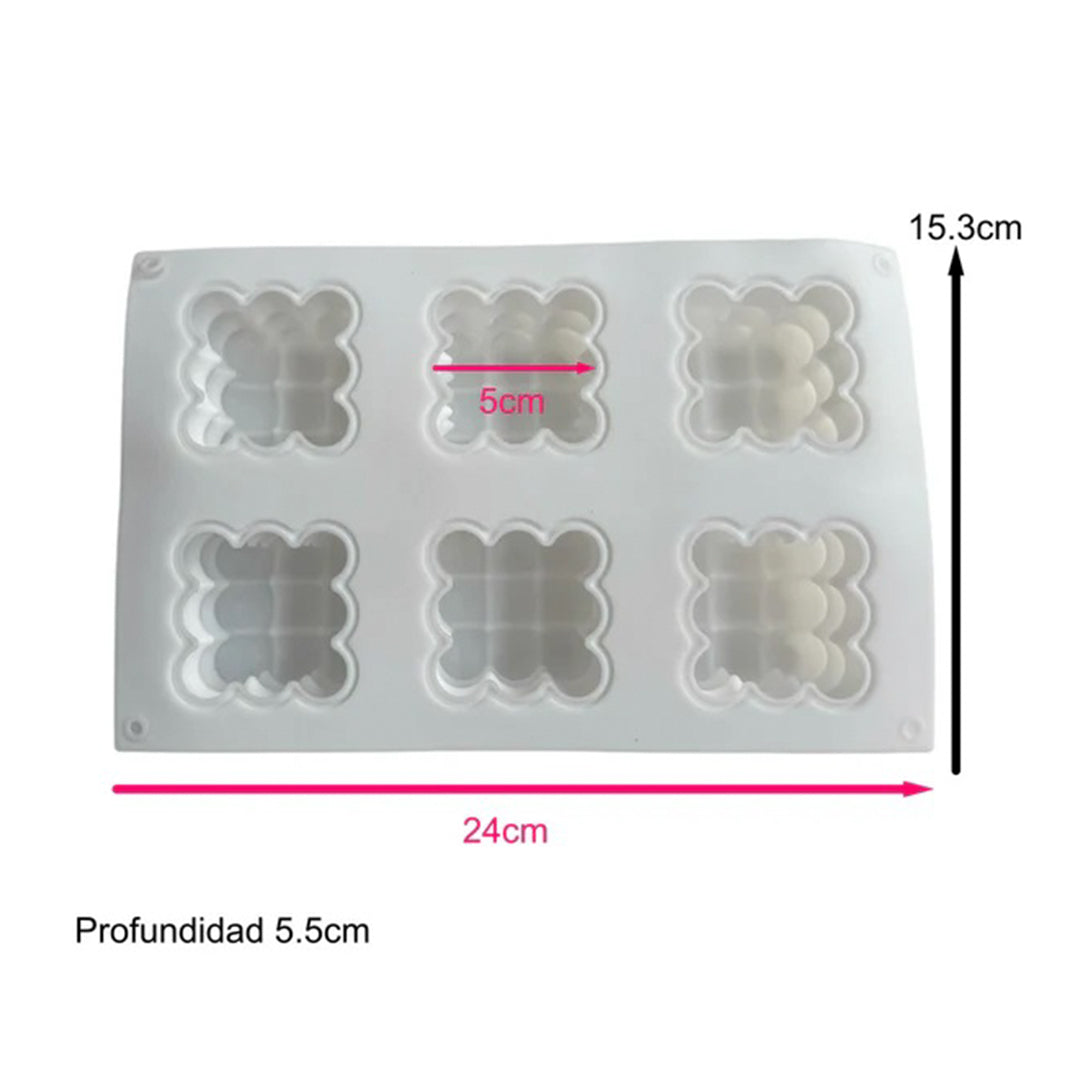 Molde Silicona Vela Burbujas 3D x6cav