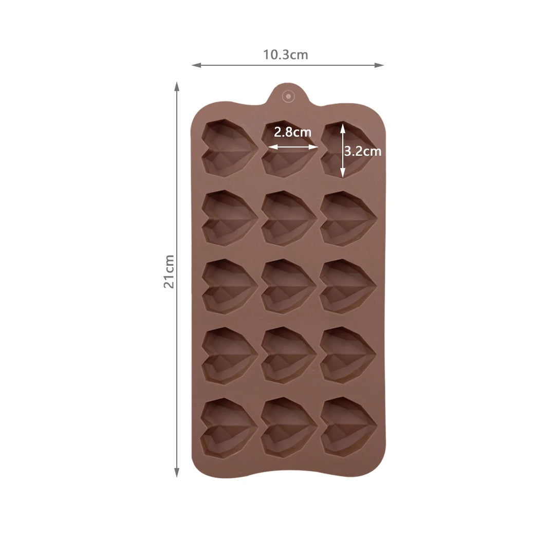 Molde Silicona Corazón Prisma x15cav