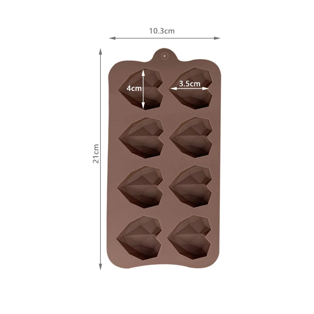 Molde Silicona Corazón Prisma x8cav