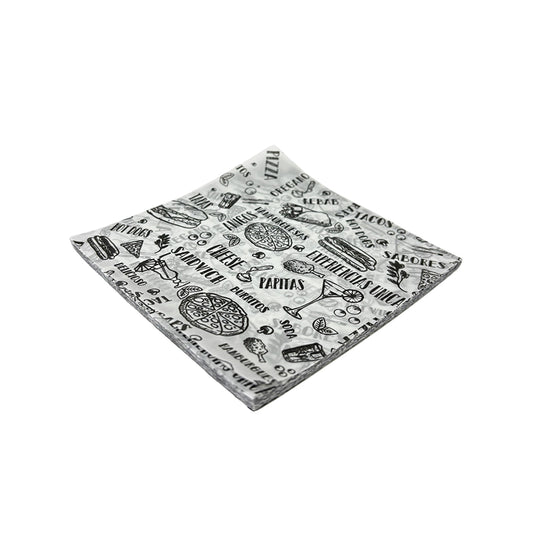 Papel Encerado Estampado Comida Rápida 20x20cm x100und