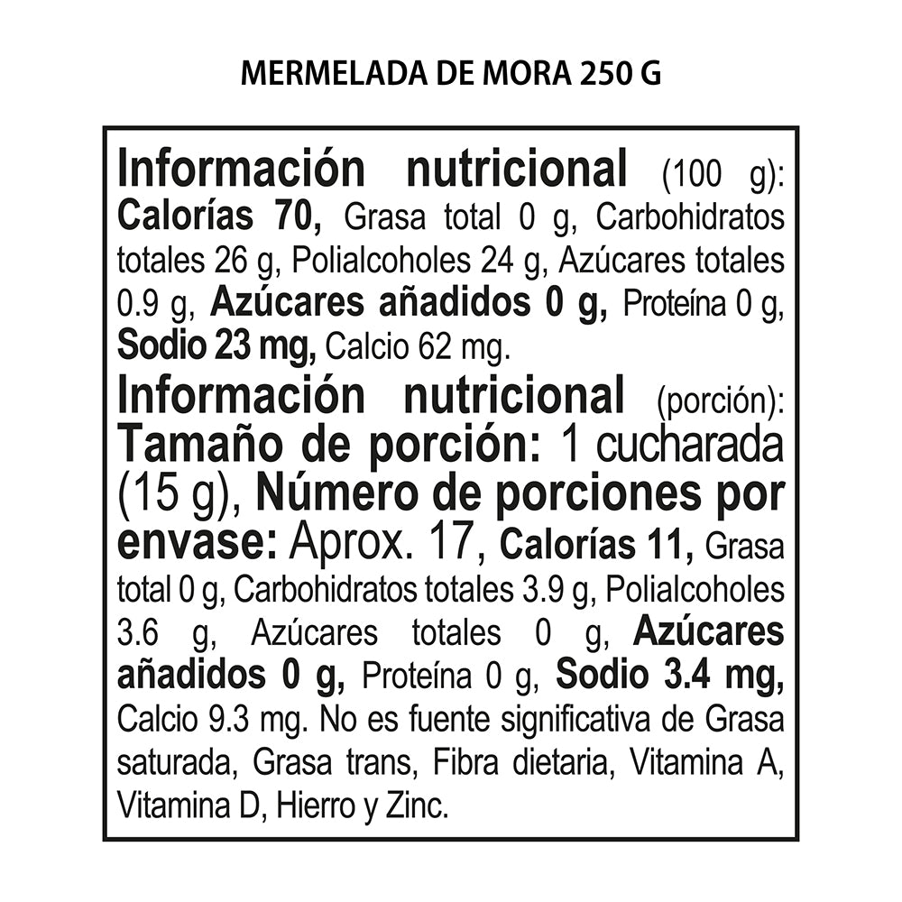 Mermelada de Mora Sin Azúcar Konfyt x250gr