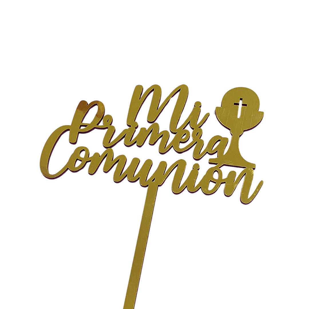 Topper Mi Primera Comunión Pequeño Dorado REF: R119-14
