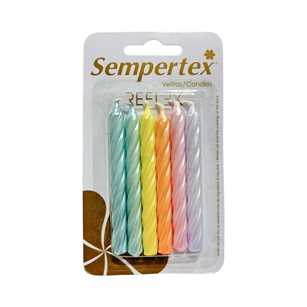 Vela Espiralada Colores Pasteles Sempertex x6und