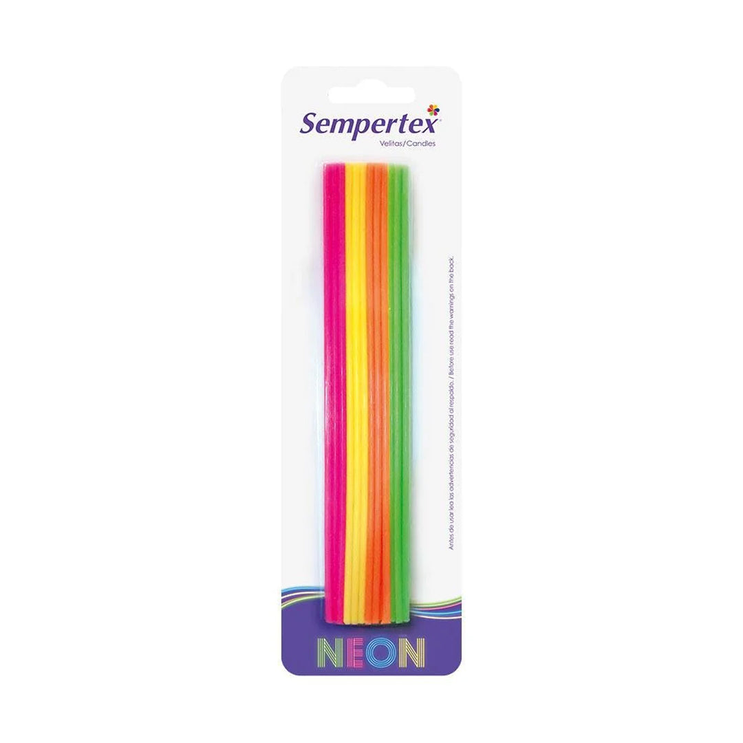 Vela Fina Neón Sempertex x24und