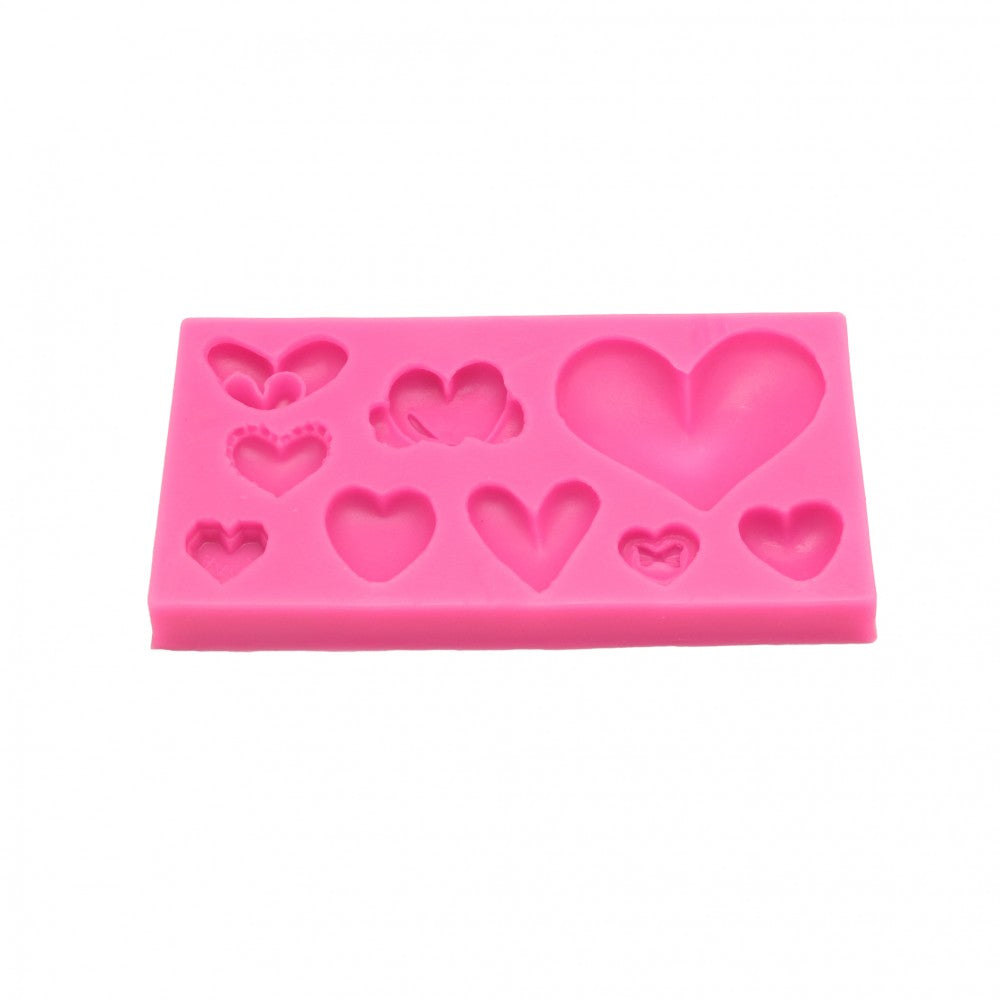 Molde Silicona Corazones x9 cav