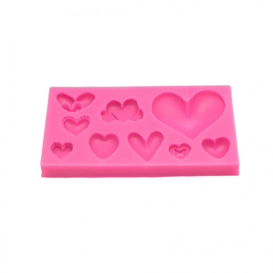 Molde Silicona Corazones x9 cav