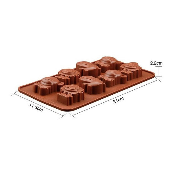 Molde Silicona Choco Animales de la Selva x8cav