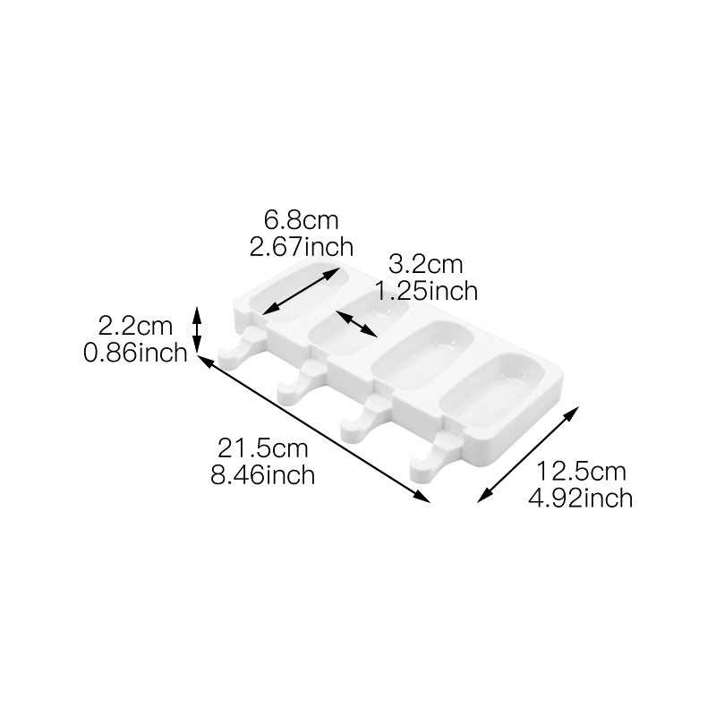 Molde Silicona Paleta Ovalada Pequeña x4cav