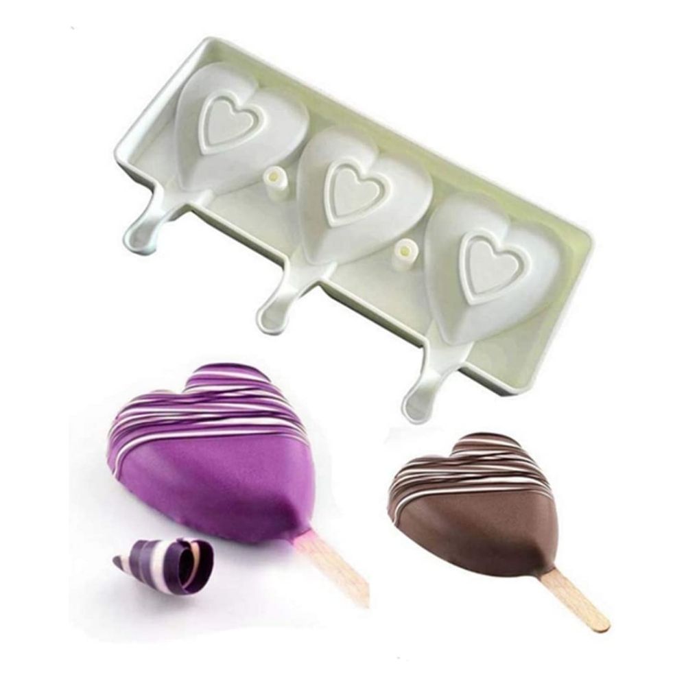 Molde Silicona Paleta Corazón x3cav
