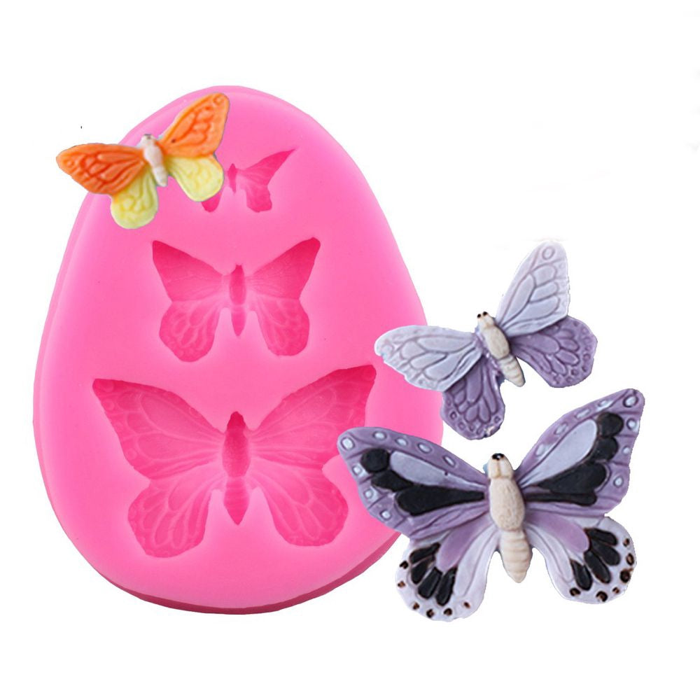 Molde Silicona Mariposas x 3 cav
