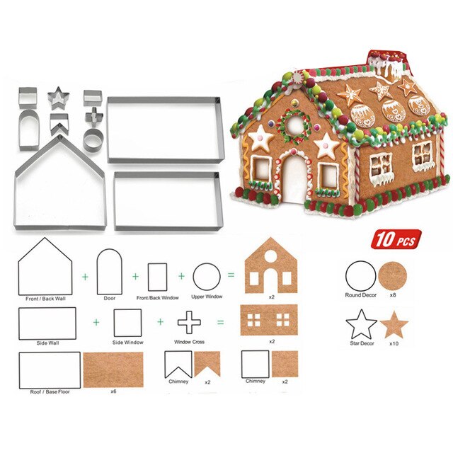 Set Cortadores Metálicos Casa de Jengibre 3D
