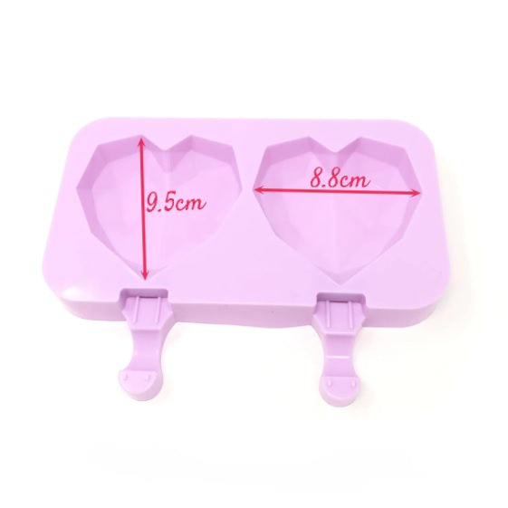 Molde Silicona Paleta Corazón Geométrico x2cav