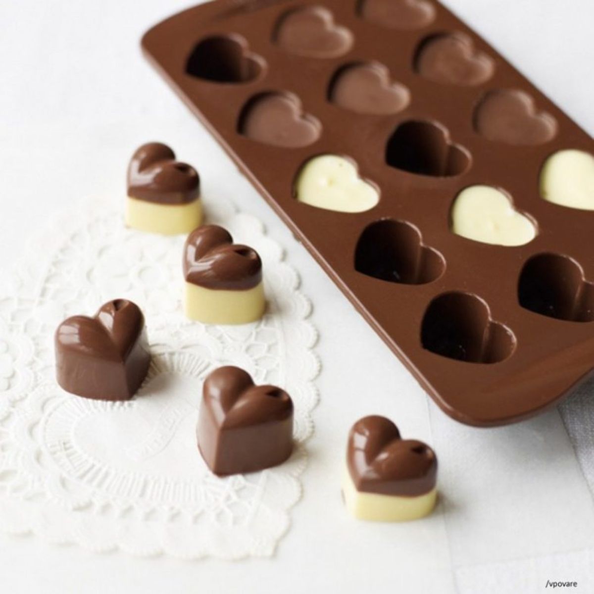 Molde Silicona Choco Corazones x15cav