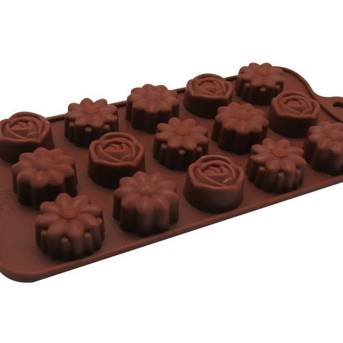 Molde Silicona Choco Flores x15cav