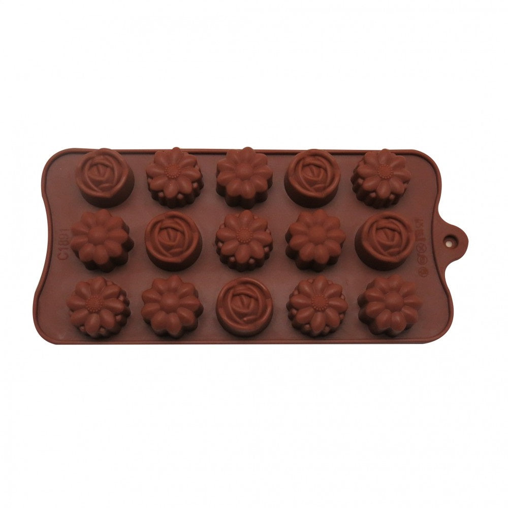 Molde Silicona Choco Flores x15cav